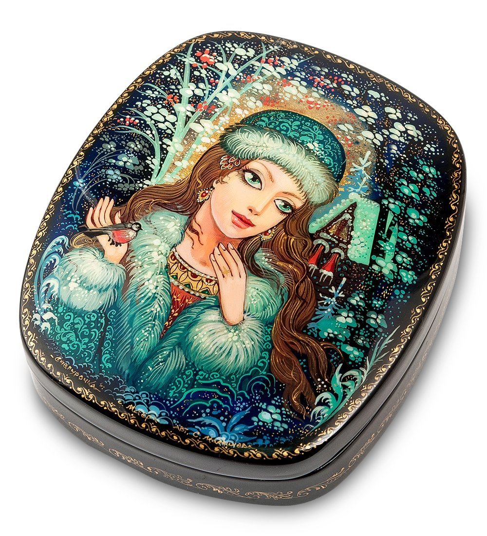 Шкатулка Алый цветник на синем (ручная работа)