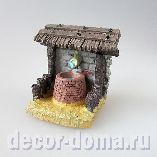 Источник в каменной стене под крышей, 4,5 см, миниатюрный, из полистоуна, кукольный, для флорариума, купить, заказать с доставкой