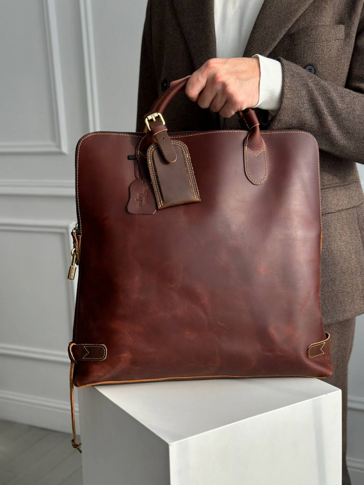 Мужская кожаная бизнес сумка арт. BS075 BROWN купить - 8 400 руб. ХОЗЯИН БАРИН