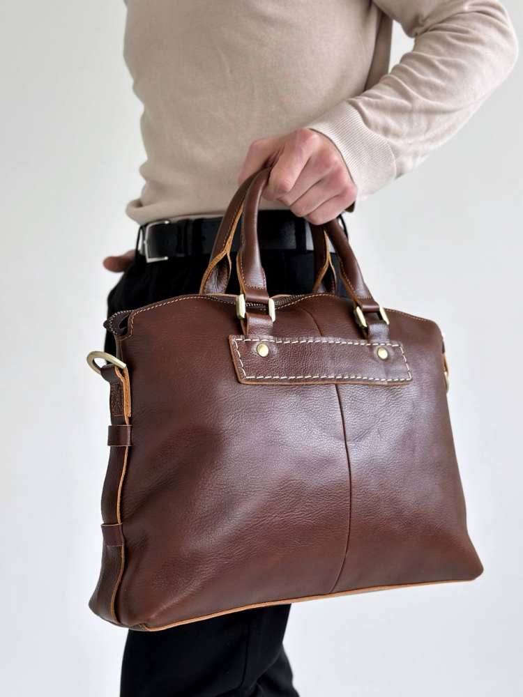 Мужская кожаная бизнес сумка арт. BS079 BROWN купить - 9 400 руб. ХОЗЯИН БАРИН