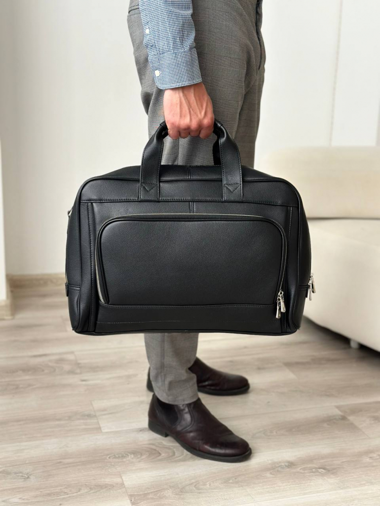 Дорожная кожаная сумка арт. DS067 BLACK купить - 9 400 руб. ХОЗЯИН БАРИН