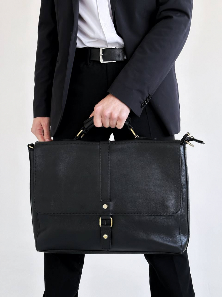 Мужская кожаная бизнес сумка арт. BS083 BLACK купить - 13 860 руб. ХОЗЯИН БАРИН